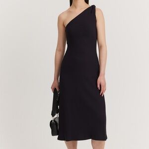 Country Road Navy Asymmetrical Ribbed Dress